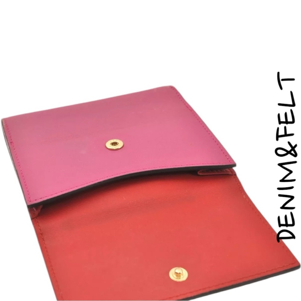 GUCCI Vintage Pink & Red Leather French Flap Bifold Compact Wallet - Picture 10 of 16